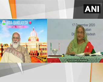 PM Modi and Sheikh Hasina during the virtual bilateral summit