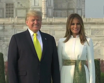 US President Donald Trump along with First Lady Melania Trump at Taj Mahal