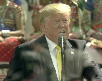 US President Donald Trump at Motera Stadium, Ahmedabad