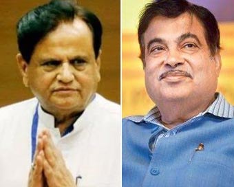 Ahmed Patel meets Gadkari (file photo)