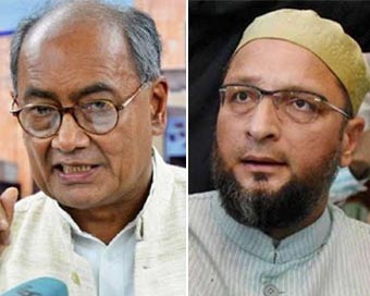 Digvijaya Singh, Asaduddin Owaisi (file photo)