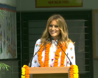 US First Lady Melania Trump at Delhi school