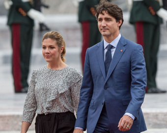 Canadian Prime Minister Justin Trudeau with wife Sophie Gregoire Trudeau (file photo)