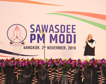 Bangkok: Prime Minister Narendra Modi greets the members of the Indian Community in Thailand at the 