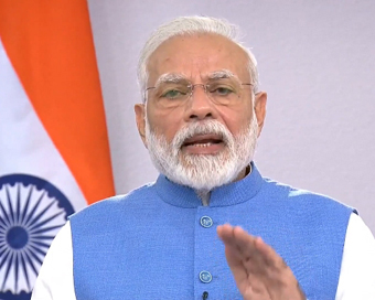  New Delhi: Prime Minister Narendra Modi addresses to the nation on novel coronavirus comes, in New Delhi on March 19, 2020. (Photo: IANS/BJP)