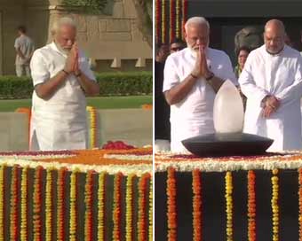 Modi pays tributes to Mahatma Gandhi, Vajpayee 