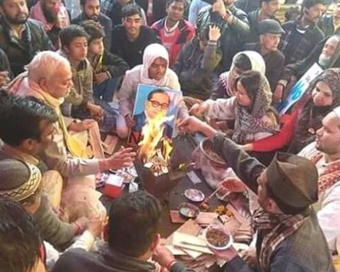 People offering prayers at Shaheen Bagh