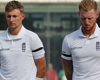 Joe Root and Ben Stokes during national anthem