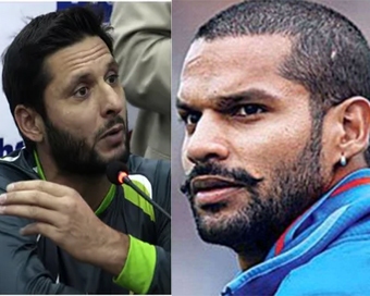 Former Pakistan captain Shahid Afridi and India opener Shikhar Dhawan