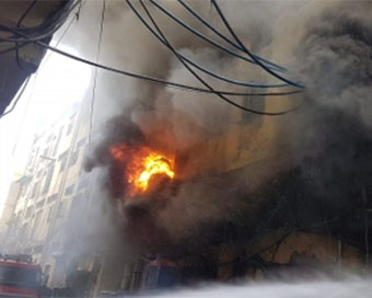 Fire breaks out in a shoe factory in Delhi