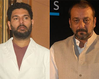 Yuvraj Singh (left), Sanjay Dutt (right)